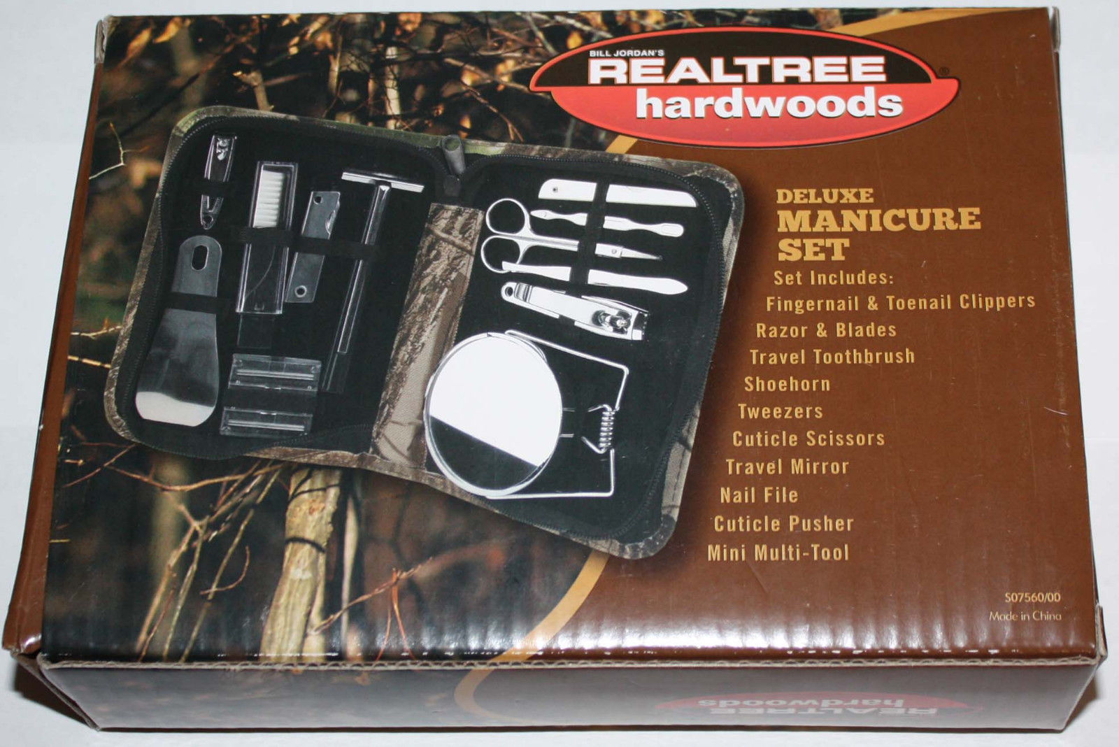 12 pc Bill Jordan Realtree Hardwoods Deluxe Camo Manicure Set With Case 09349