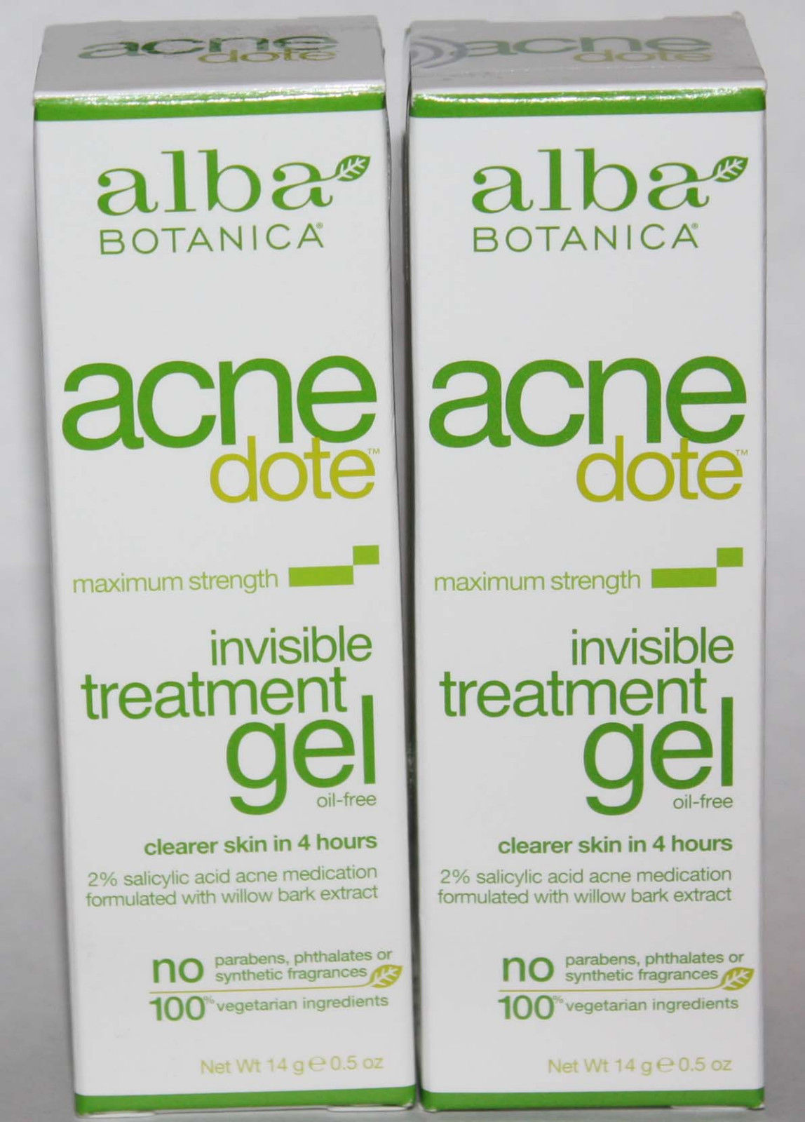 2 Alba Botanica Acnedote Maximum Strength Invisible Treatment Gel 0.5 oz Each 10816