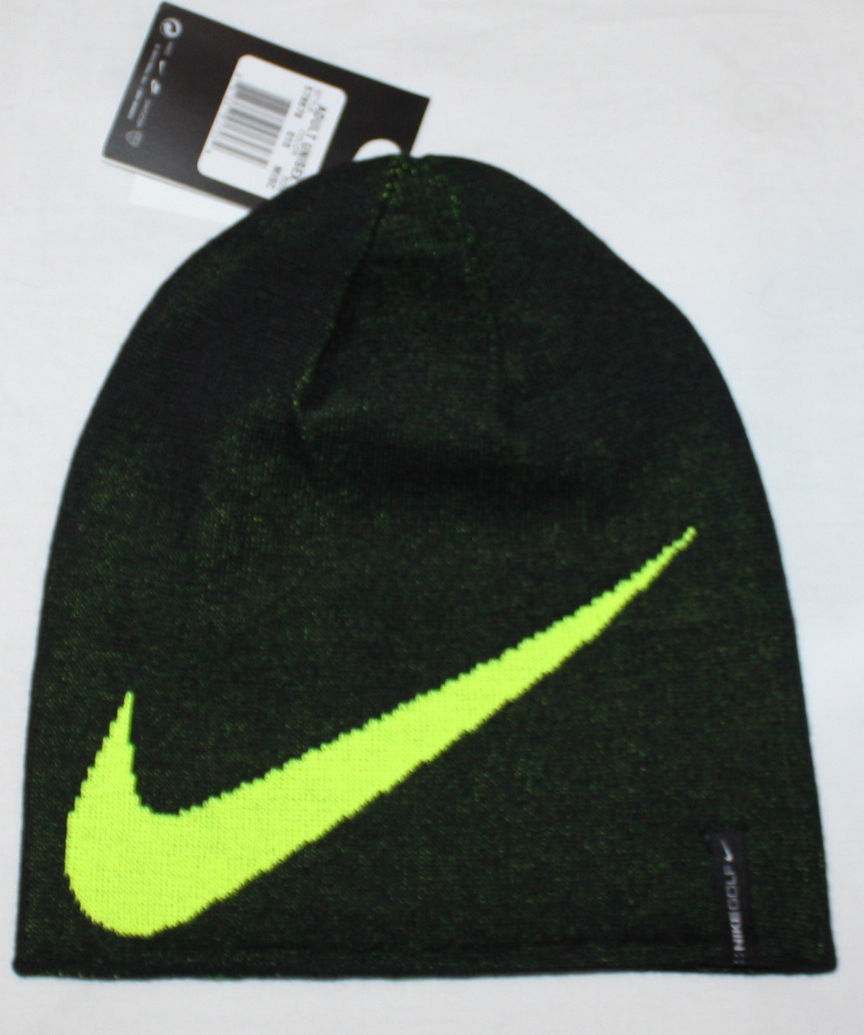Nike GOLF Unisex Adult Black/Volt Swoosh Reversible Beanie (One Size) 10826