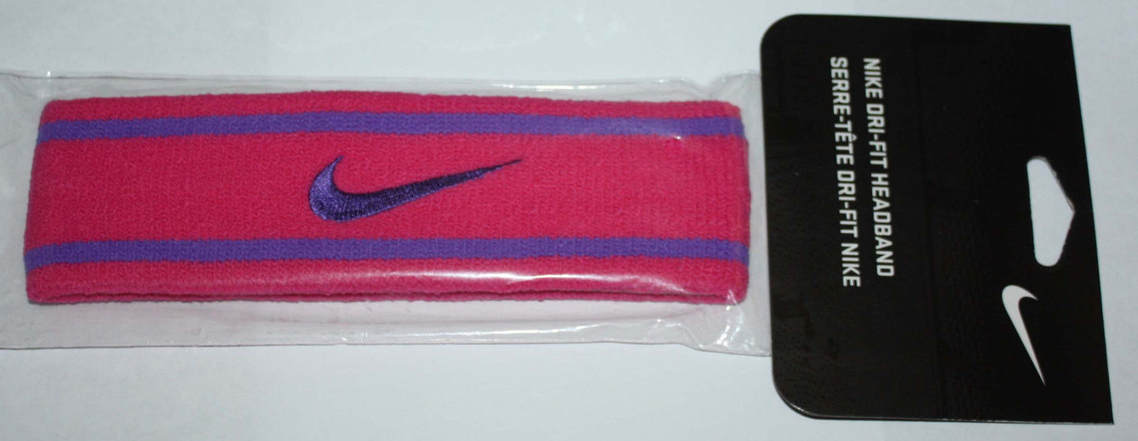 Nike Unisex Dri-Fit Headband Vivid Pink/Purple Venom Stripes/Swoosh (One Size) 10869