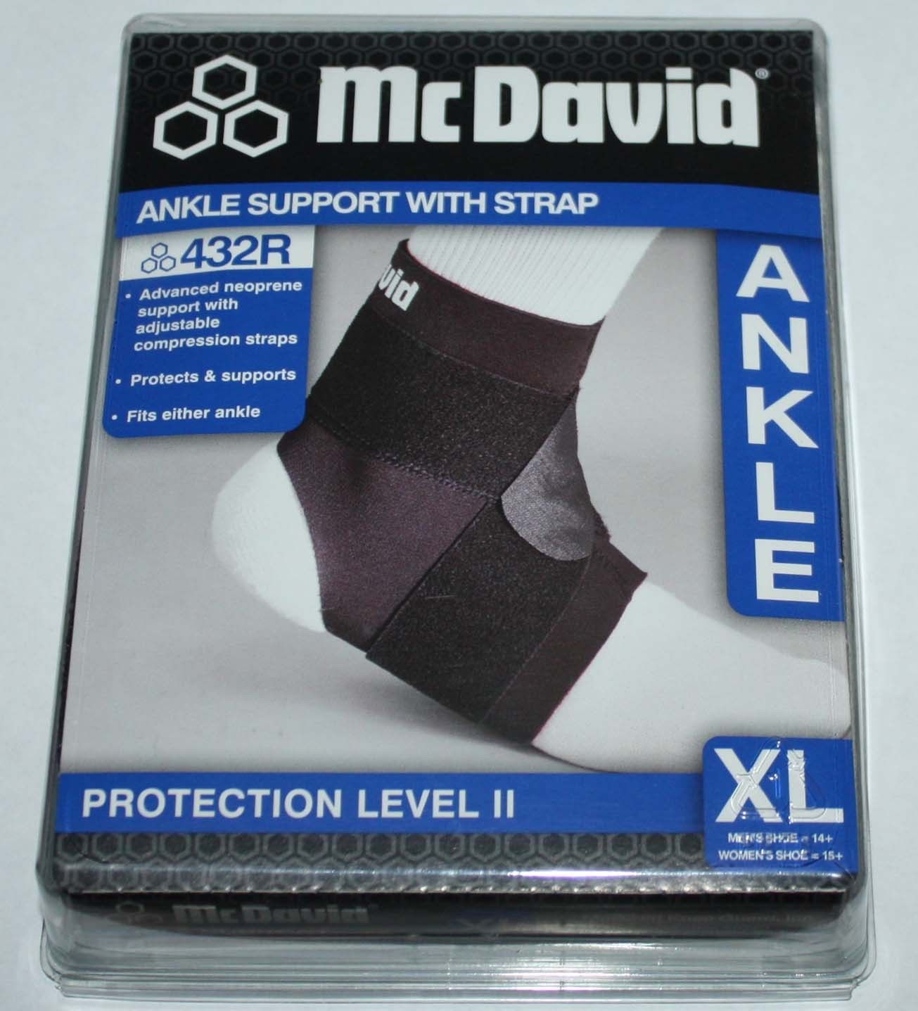 McDavid Protection Level 11 Black Ankle Support With Strap 432R (X-Large) 11351