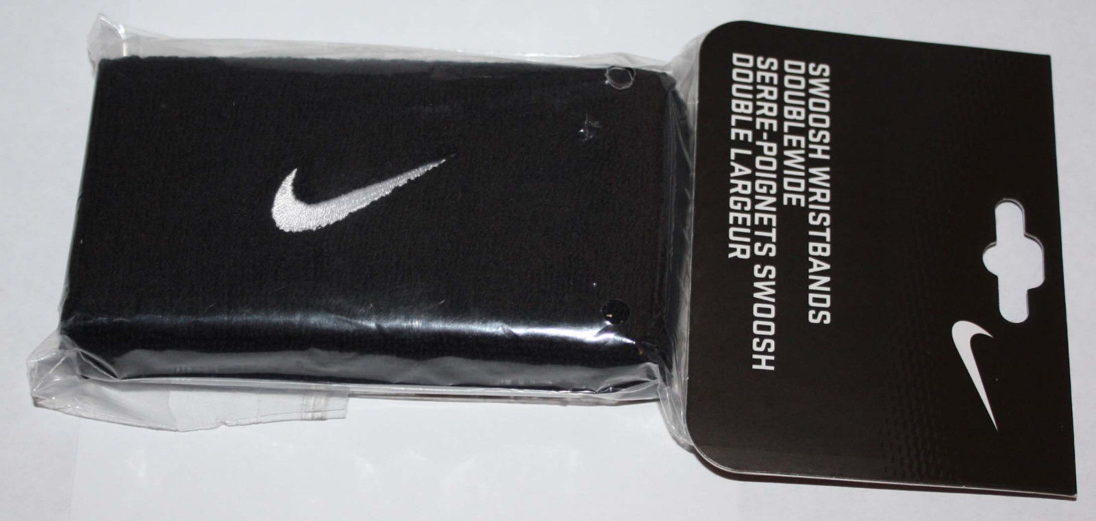 1 Pair Nike SWOOSH Double-Wide 5" Wristbands Black/White #NNN05010OS 09363