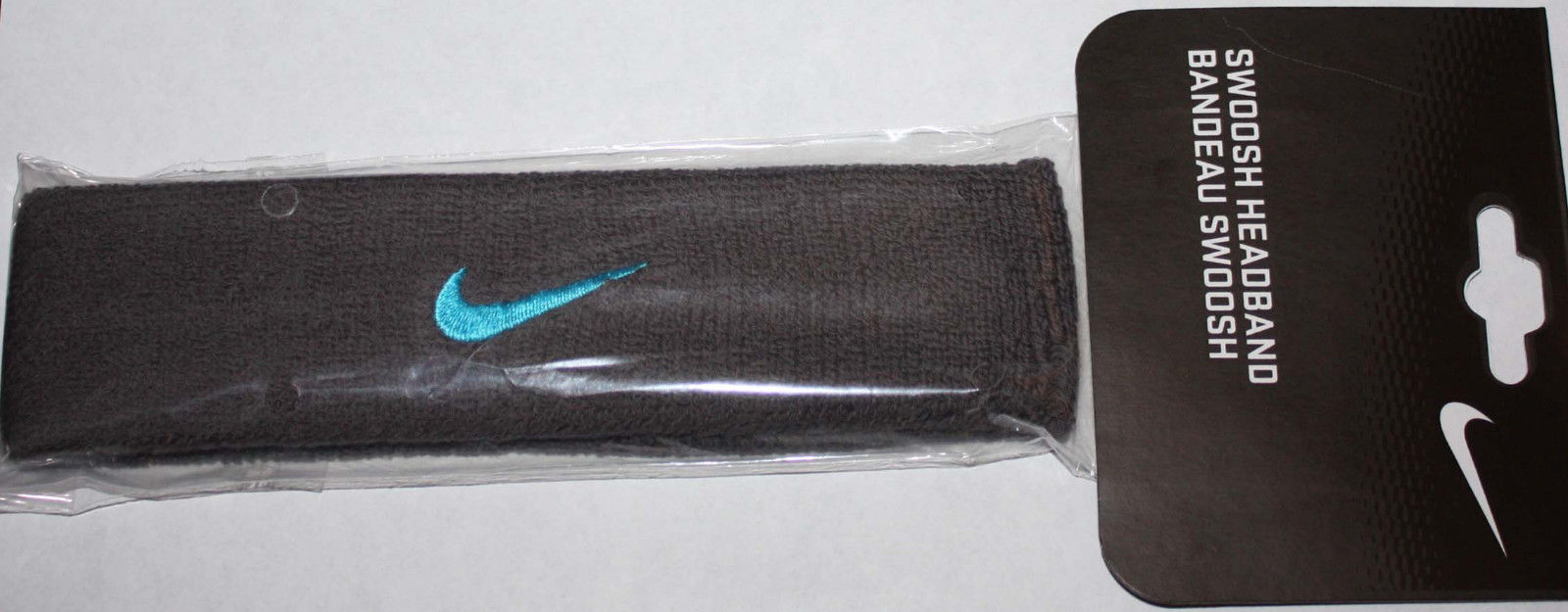 Nike Unisex Swoosh Headband Charcoal Gray/Electric Blue Swoosh (One Size) 11475
