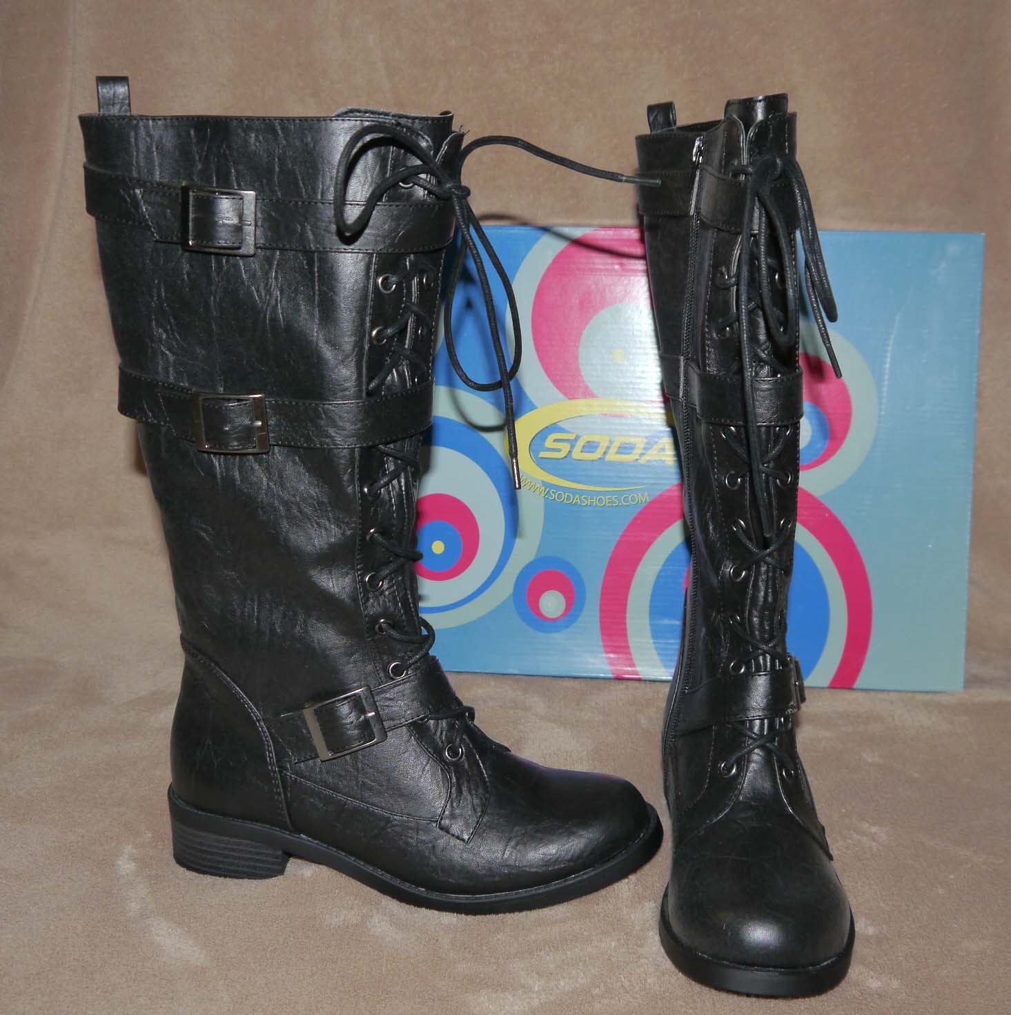 Lace Up Buckle Boots