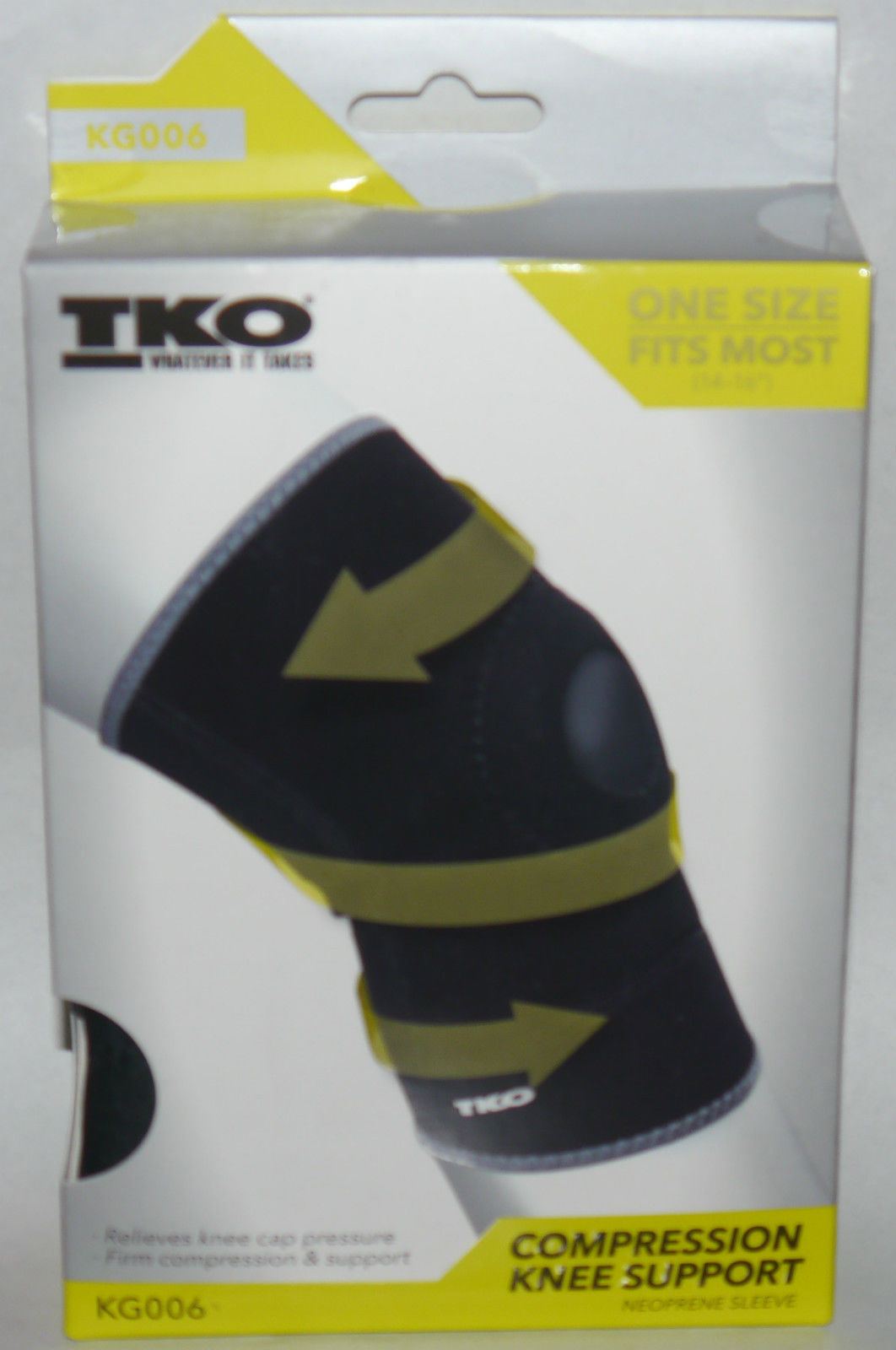 TKO Unisex Black/Gray Compression Knee Brace Neoprene Sleeve KG006 (One Size) 12634
