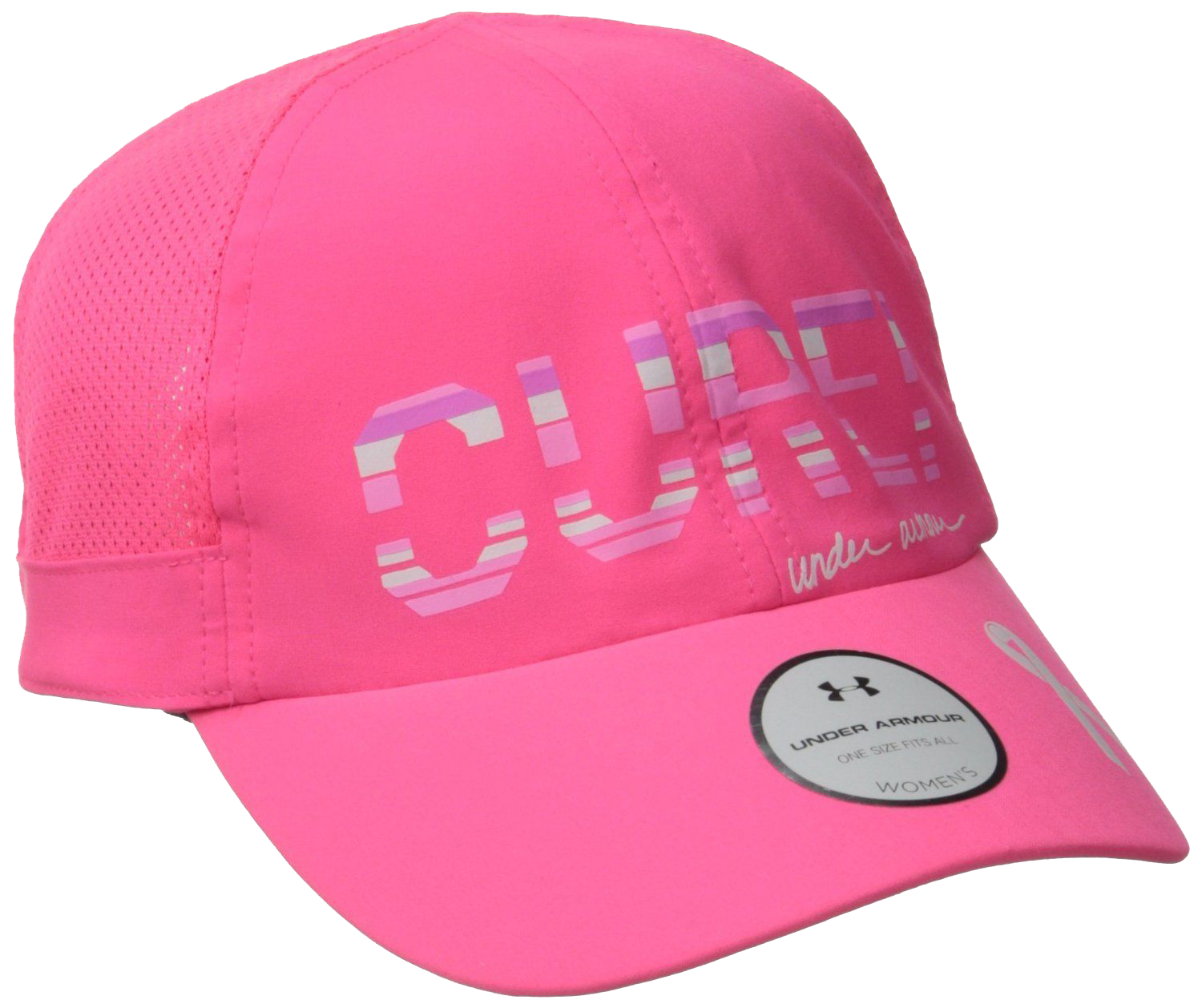 Under Armour PIP CURE Women's Cerise/White Graphic Flyfast Cap Hat 12636