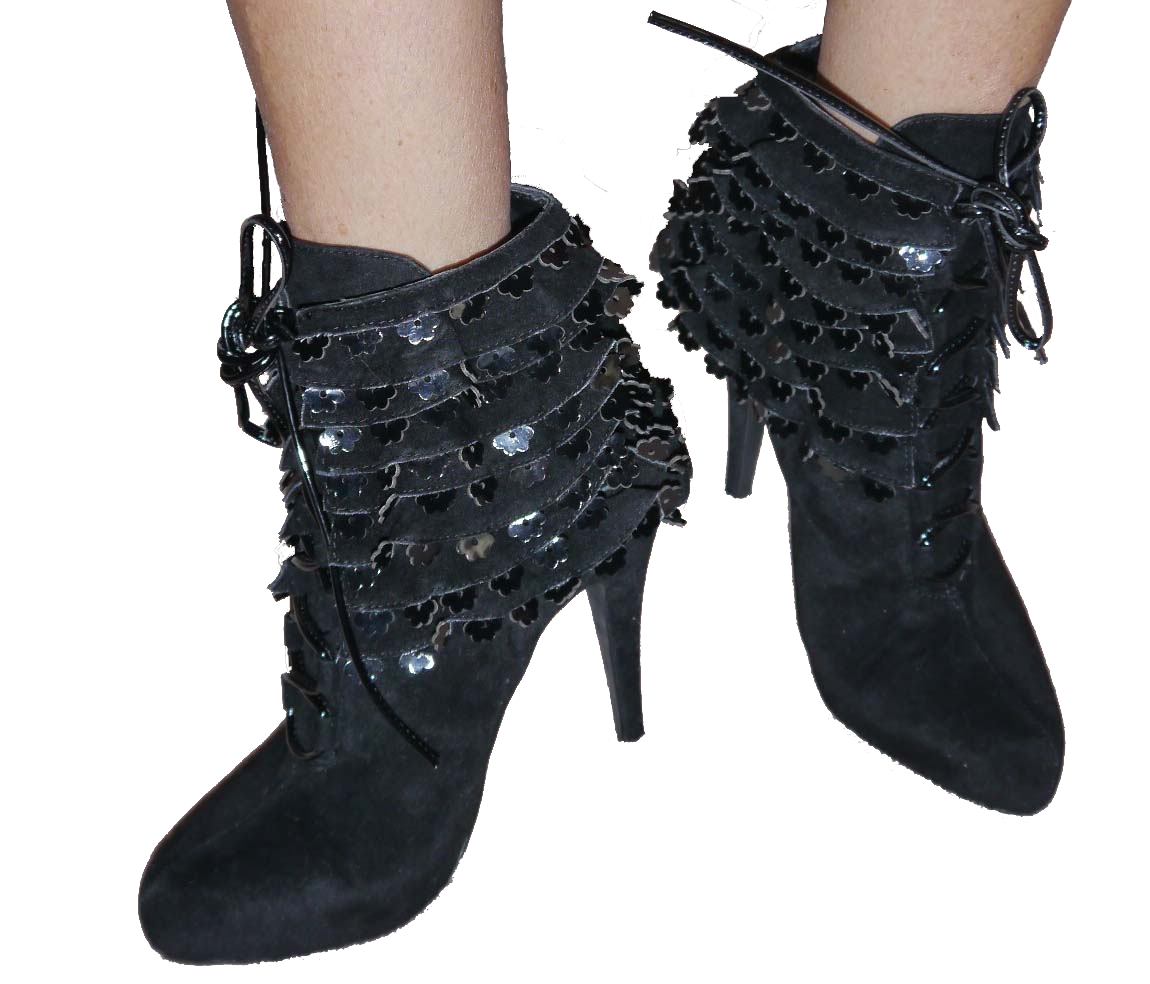 Colin Stuart FRILLS BOOTIE Black Lace Up Ankle Boots