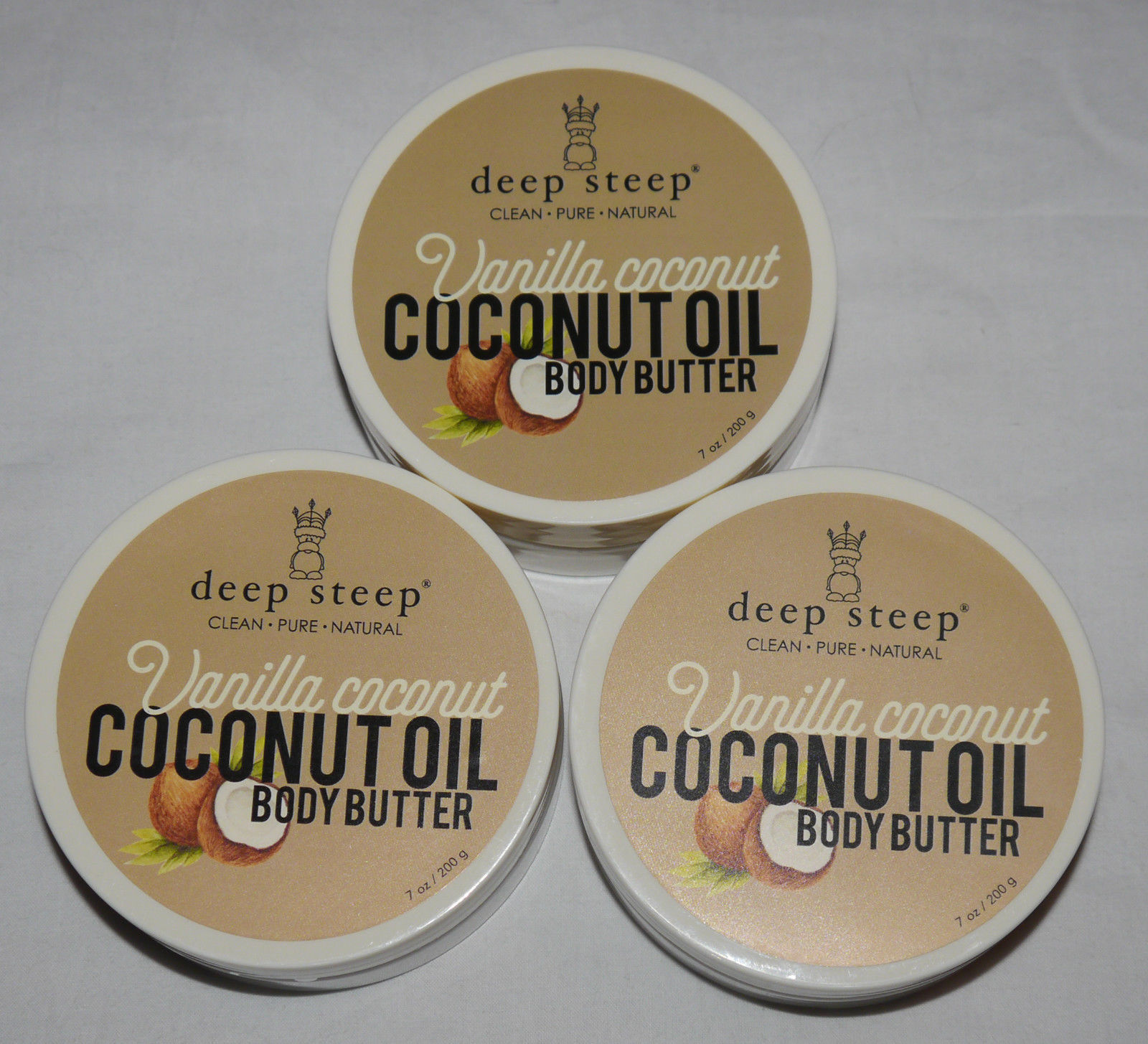 Lot Of 3 Deep Steep COCONUT OIL Vanilla Coconut Body Butter 7 oz Each 12641