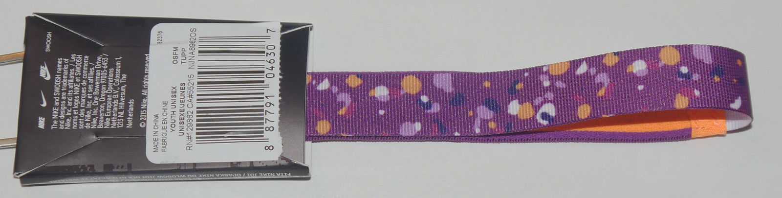 Nike Youth Girl's JDI Ribbon JUST DO IT Purple/Orange Polka Dot Headband