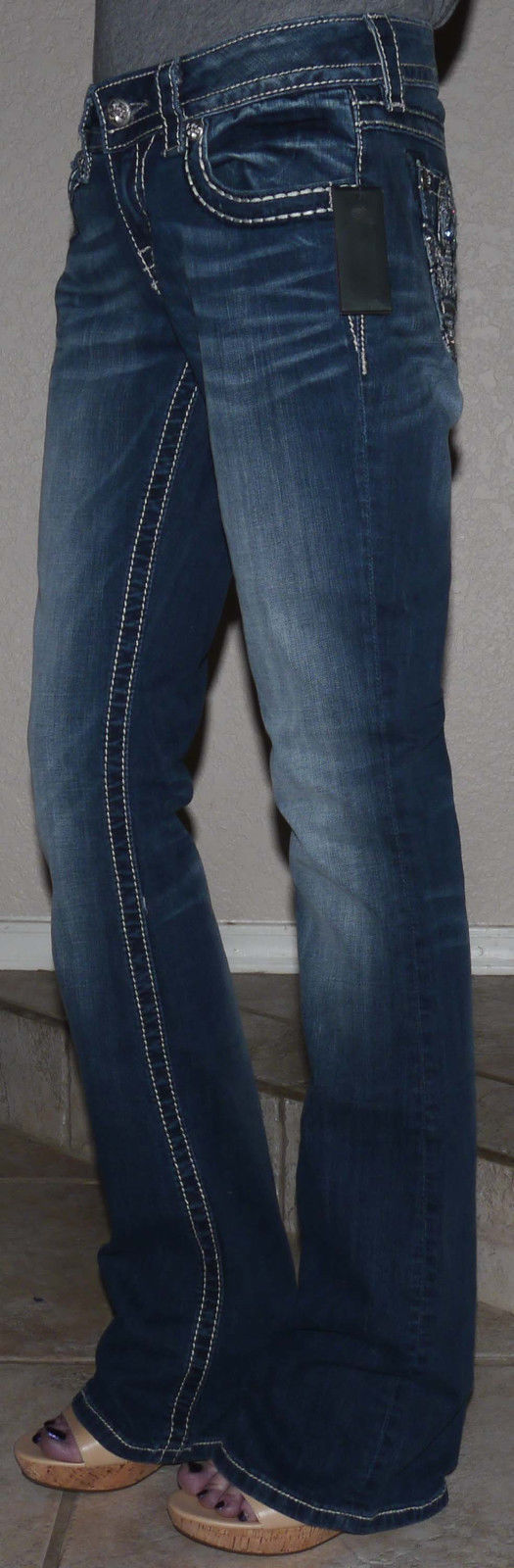 Miss Me Women's Knight Armor Fleur De Lis Boot Cut Jeans (Several Sizes) 12770