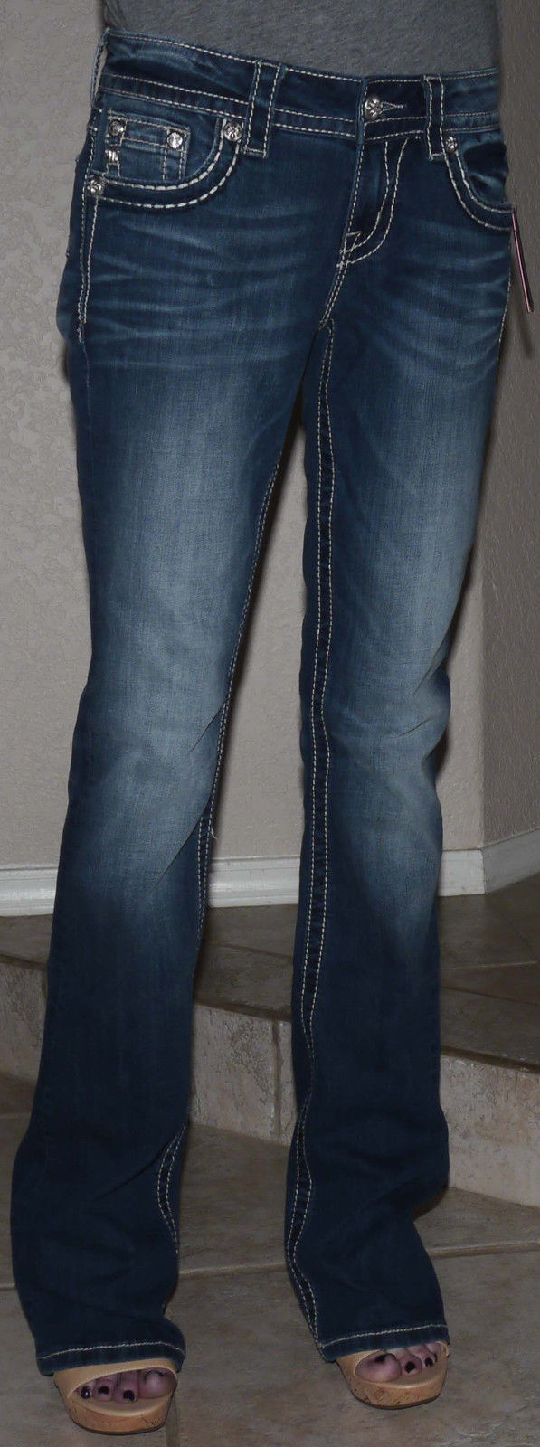 Miss Me Women's Knight Armor Fleur De Lis Boot Cut Jeans (Several Sizes)
