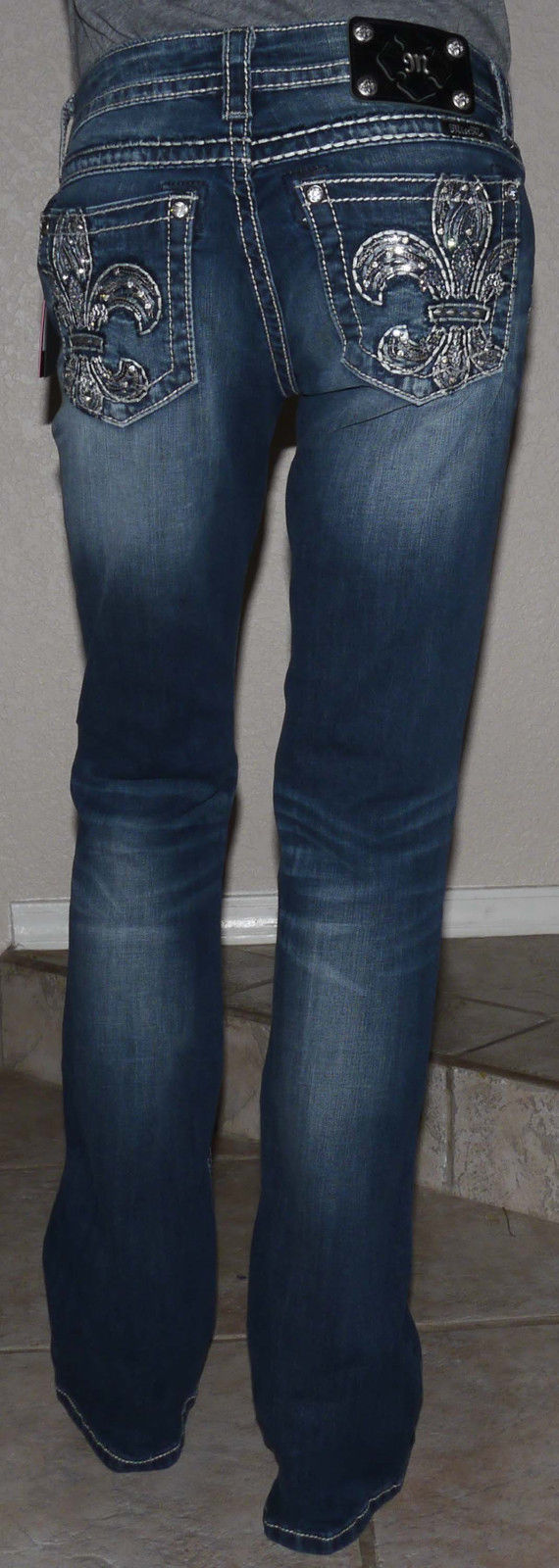 Miss Me Women's Knight Armor Fleur De Lis Boot Cut Jeans (Several Sizes)