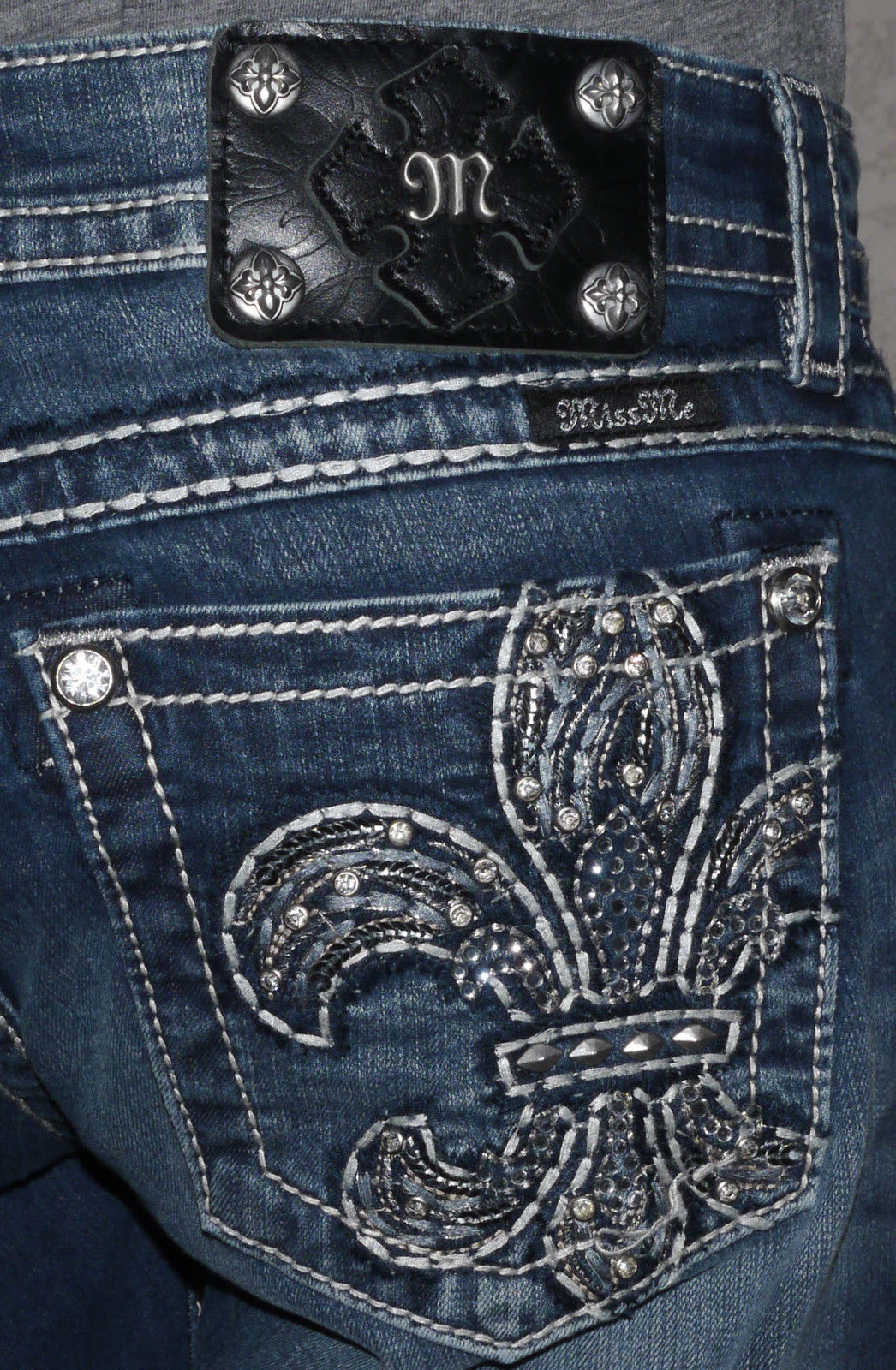 Miss Me Women's Knight Armor Fleur De Lis Boot Cut Jeans (Several Sizes)