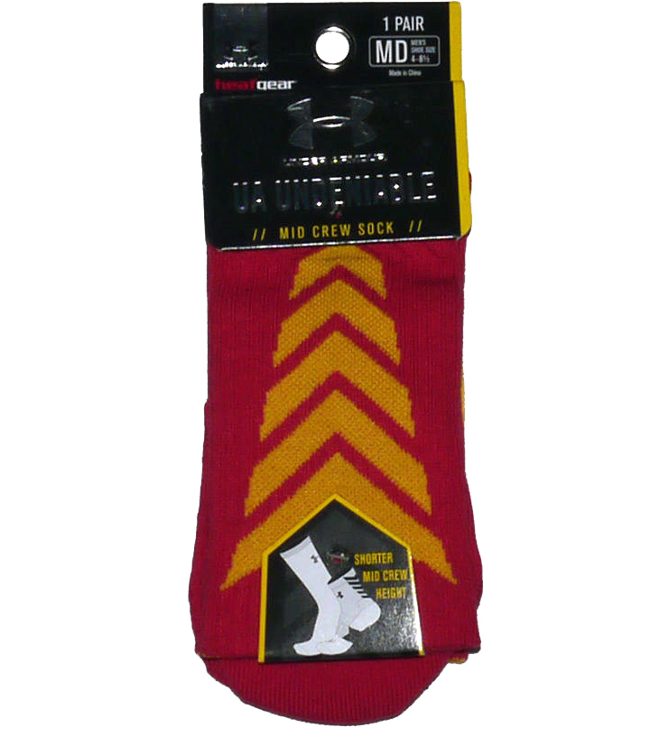 1 Pair Under Armour UA UNDENIABLE Men's Mid Crew Socks -Red (Medium) 12839