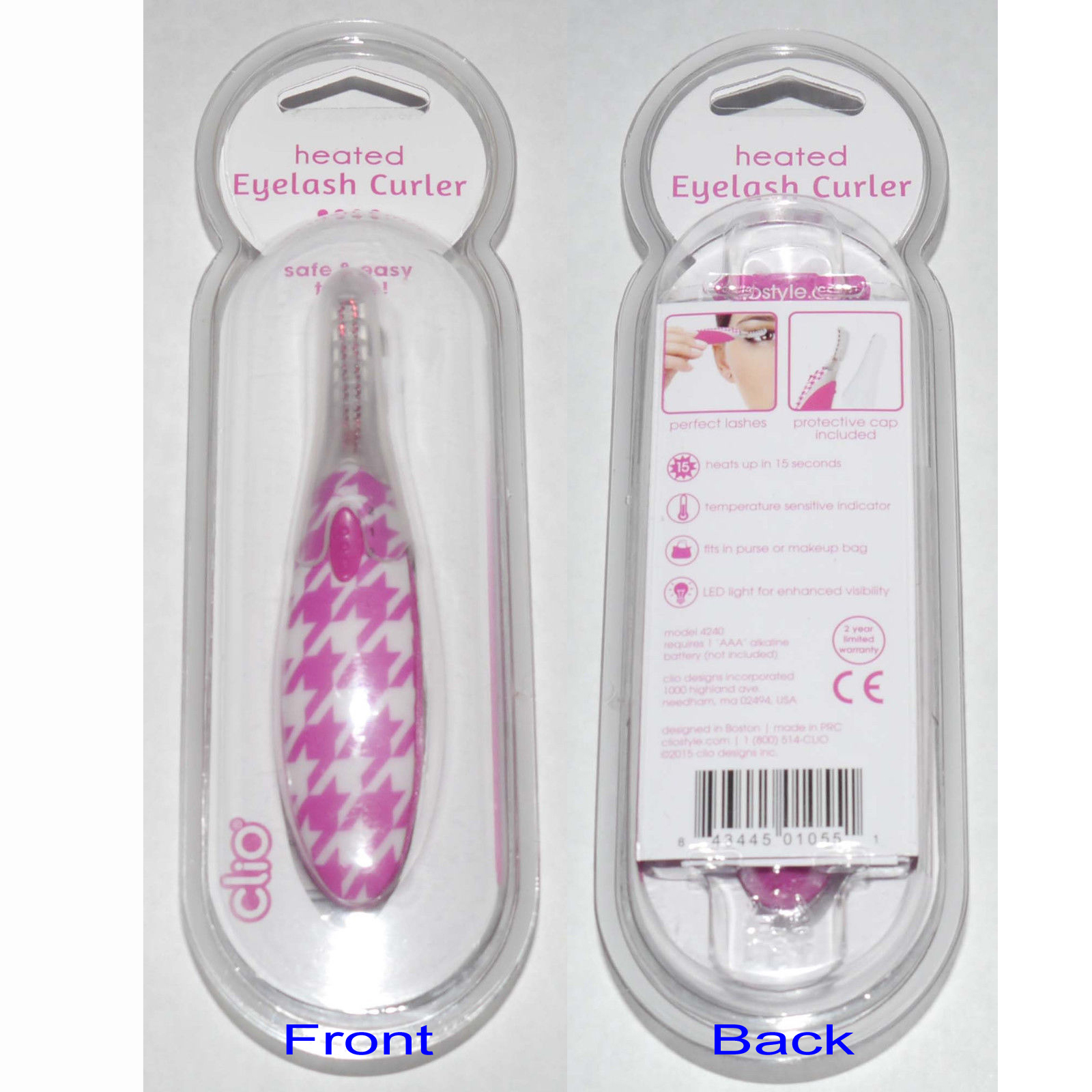 clio Pink/White Heated Eyelash Curler 13422