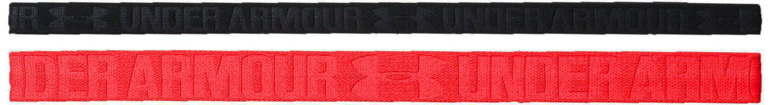2 Pack Under Armour Women's Rocket Red/Black Embossed Headbands 13604