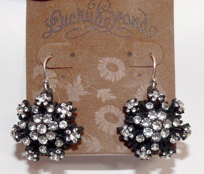 Lucky Brand Womens Black Snowflake Crystal Earrings Lucky Brand Womens Black Snowflake Crystal Earrings