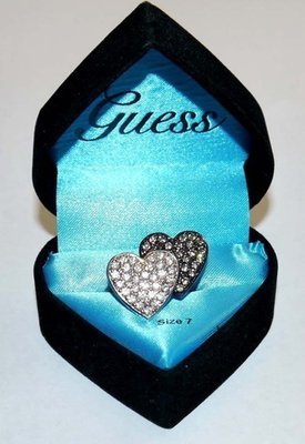 GUESS Women's Double Heart Crystal Ring (Size 7) GUESS Women's Double Heart Crystal Ring (Size 7)