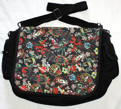 Ed Hardy Leo Multiple Graphics Messenger Bag Ed Hardy Leo Multiple Graphics Messenger Bag