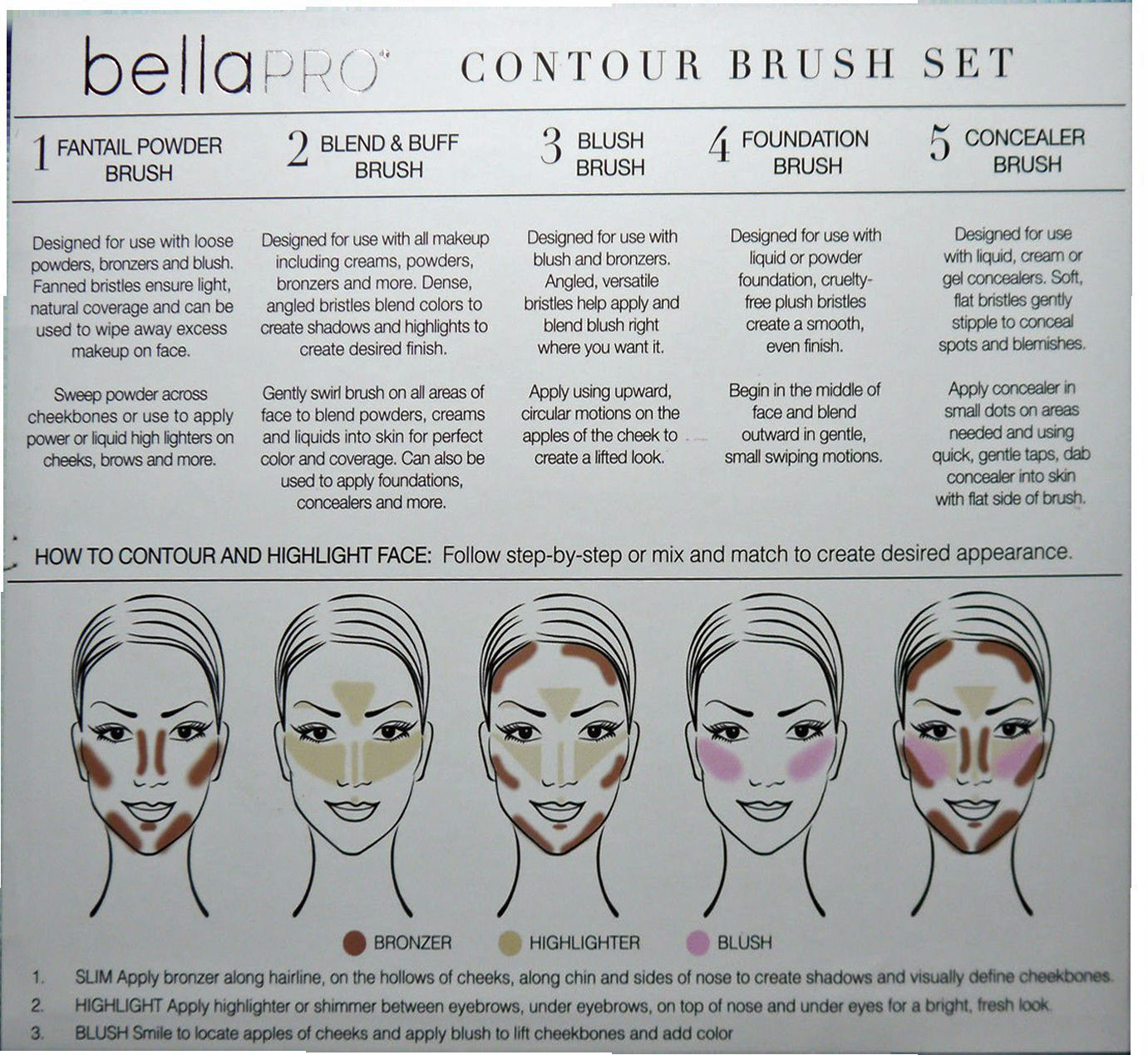 Bella Pro Signature Five Red Contour Brush Set