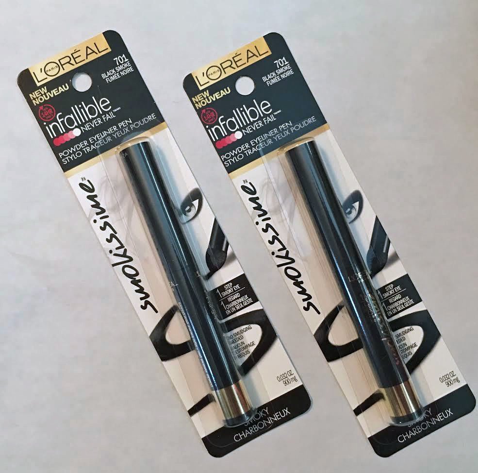 Lot 2 L'Oreal Paris Infallible Smokissime Powder Eyeliner Pen #701 Black Smoke 14487