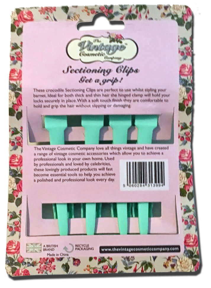 The Vintage Cosmetic Company 4 Soft Touch Turquoise Crocodile Sectioning Clips