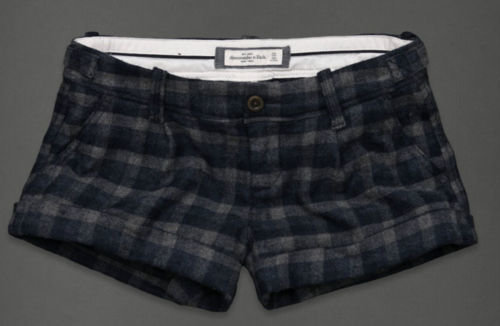 Abercrombie & Fitch CELESTE Wool Blend Cuffed Shorts -Navy Check (Size 2) *Reduced* 00855