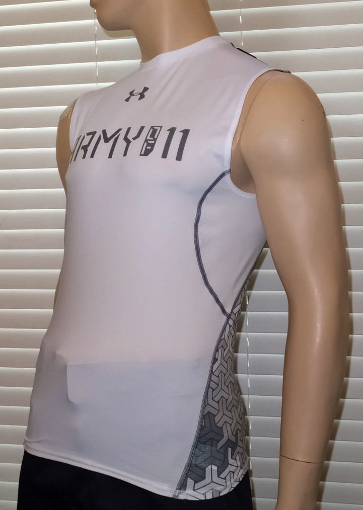 Under Armour Men's White UA Army Of 11 Football Sleeveless Compression Shirt -Small 14629