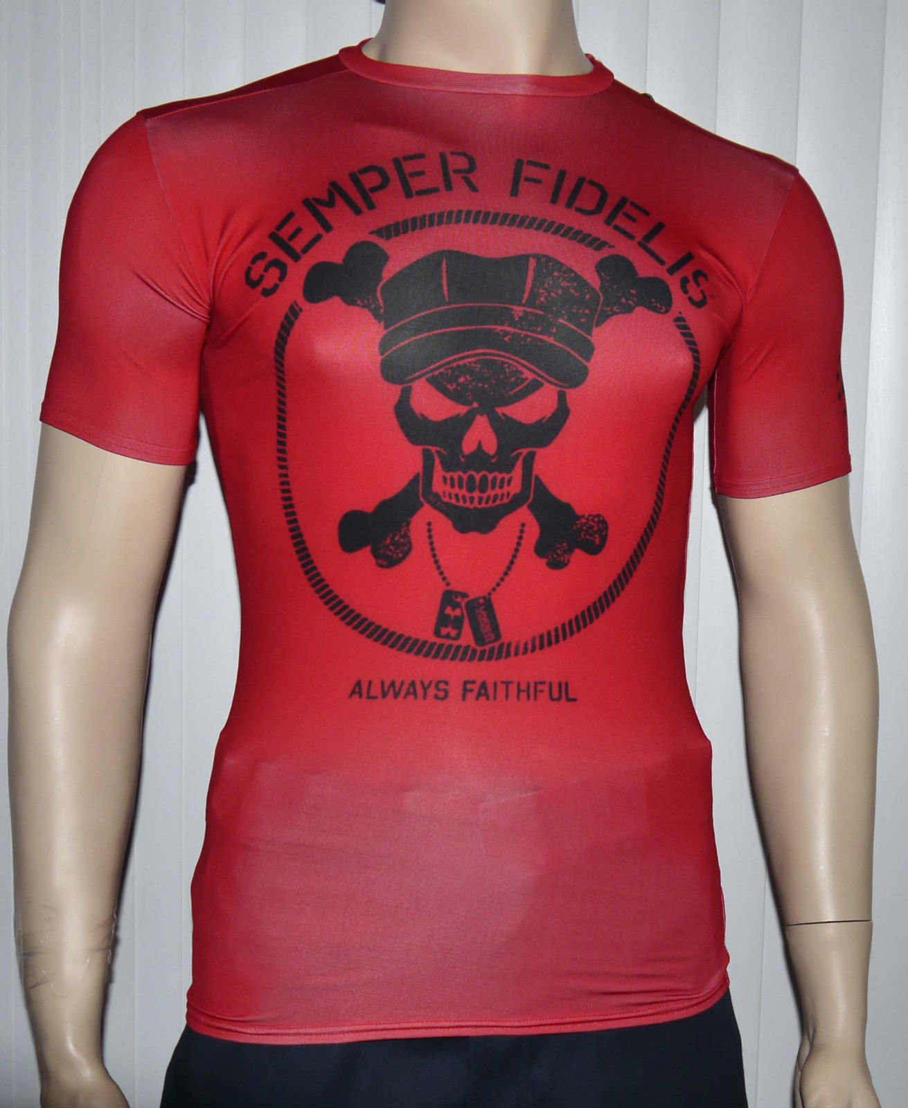 Under Armour Men's UA Freedom Marines Red/Black Compression Shirt (Several Sizes) 14724