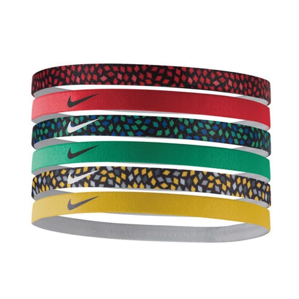 Nike 6 Pk Assorted Red/Yellow/Green/Printed Swoosh Headbands 14756