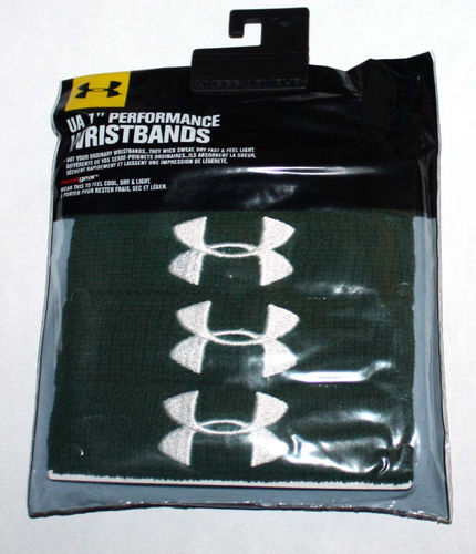 2 Pair UA Under Armour Unisex 1" Performance Wristbands - Green 06256