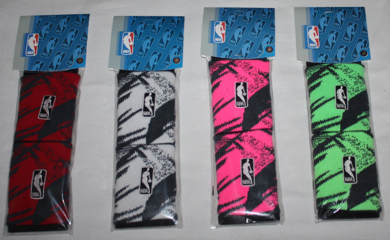 1 Pair NBA For Bare Feet Men's Camo Bright Wristbands 09357