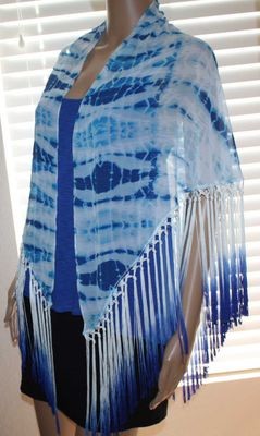 Bebe Women's Seaside Tie Dye Ombre Fringed Scarf Bebe Women's Seaside Tie Dye Ombre Fringed Scarf
