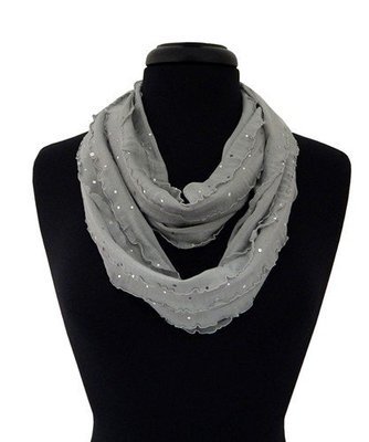 Giltter Ribbon Infinity Scarf - Gray Giltter Ribbon Infinity Scarf - Gray