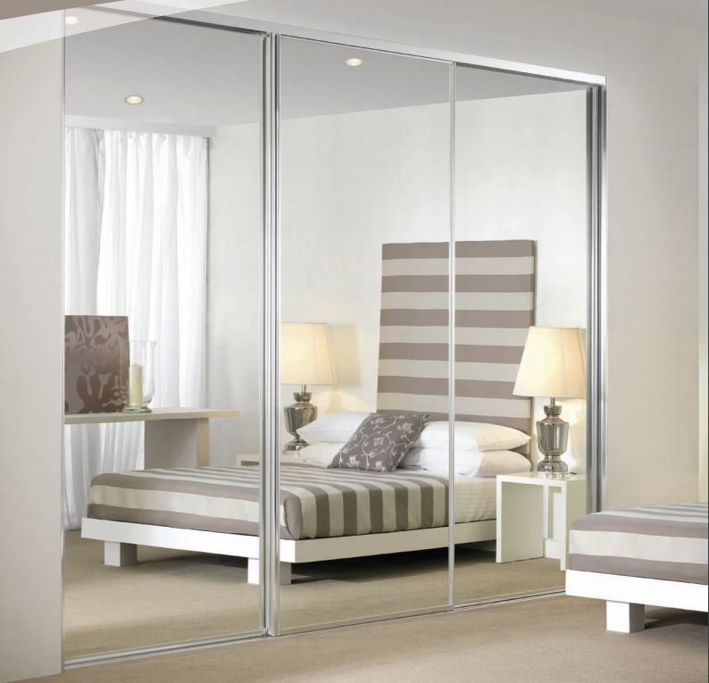 Three Sliding Wardrobe Mirror Doors 2400mm To 2700mm