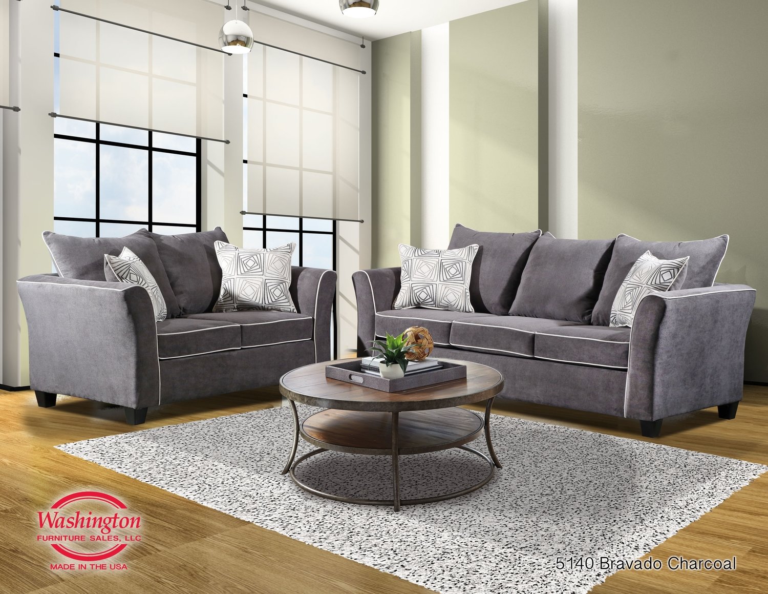 Bravado Charcoal Sofa And Love Seat Set 5140 130