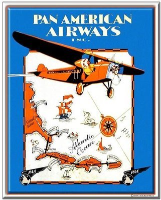 PA AM AIRWAYS MAP * 7'' x 11''