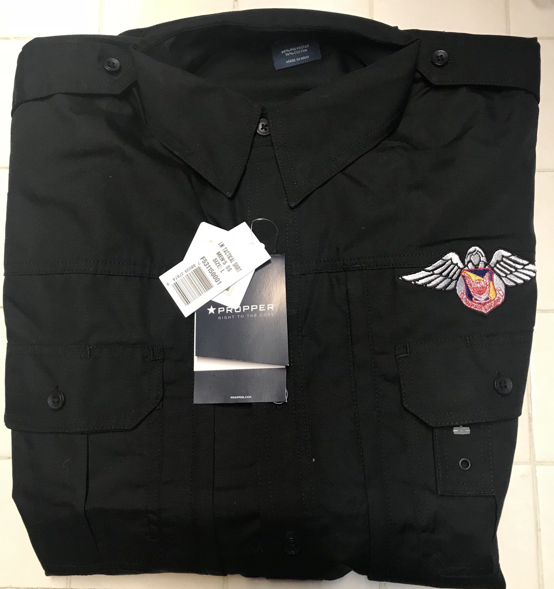 PJ Associaton Black Tactical Short Sleeve Shirt - Large 01-0042