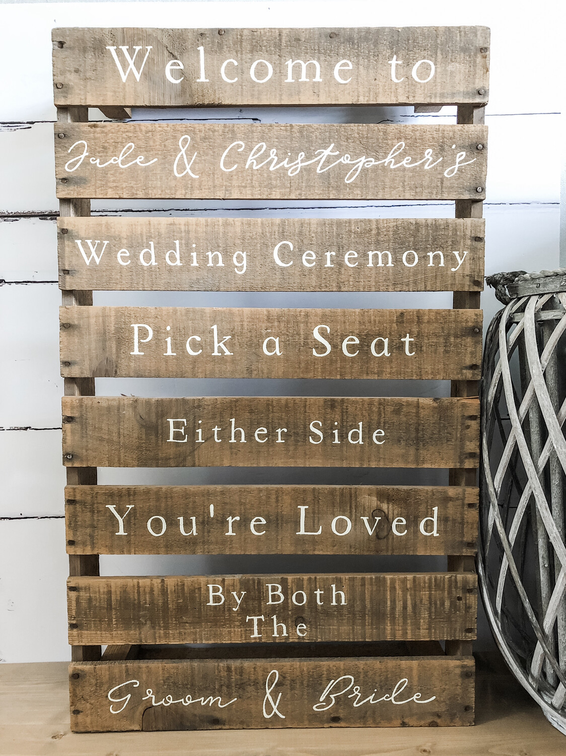 Wedding Welcome Pallet Sign With Seating Poem