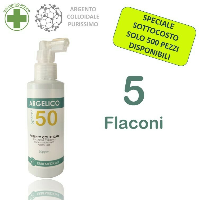 5 Confezioni ARGELICO® - ARGENTO COLLOIDALE PURISSIMO 150 ml 50 PPM 5 Confezioni ARGELICO® - ARGENTO COLLOIDALE PURISSIMO 150 ml 50 PPM