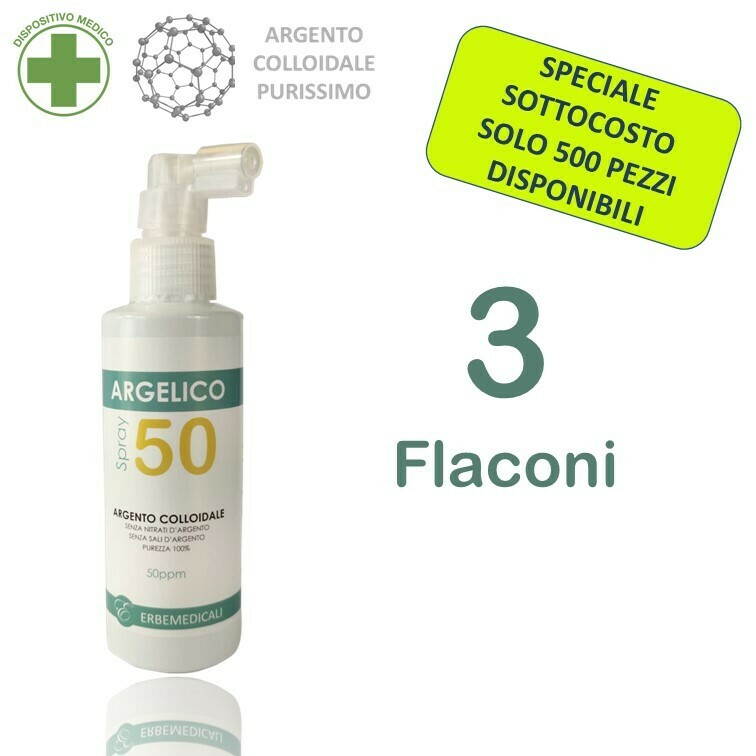 3 Confezioni ARGELICO® - ARGENTO COLLOIDALE PURISSIMO 150 ml 50 PPM 3 Confezioni ARGELICO® - ARGENTO COLLOIDALE PURISSIMO 150 ml 50 PPM