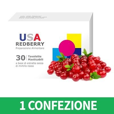 1 CONFEZIONE USA REDBERRY: 30 compresse di purissimo Mirtillo Rosso canadese palustre selvaggio RED0001