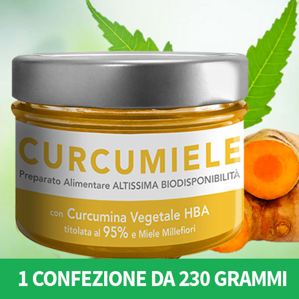 CURCUMIELE GRANDE 230 g. - Preparato a Base Di CURCUMINA HBA (Titolo 95%) e Miele Millefiori di Collina CURCU230