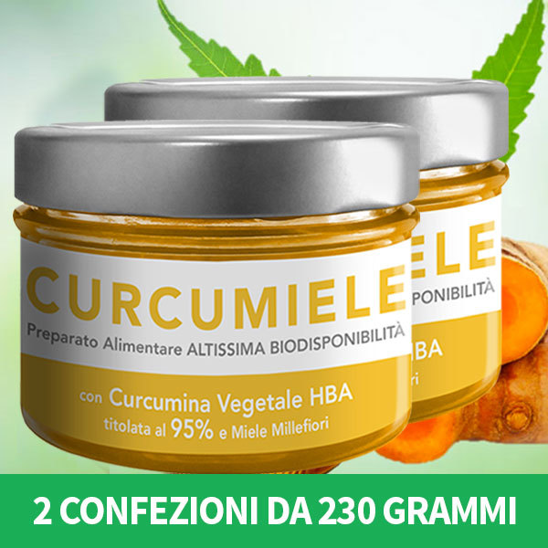 2 Conf. CURCUMIELE GRANDE 230 g. -Preparato a Base Di CURCUMINA HBA (Titolo 95%) e Miele Millefiori di Collina CURCU2302