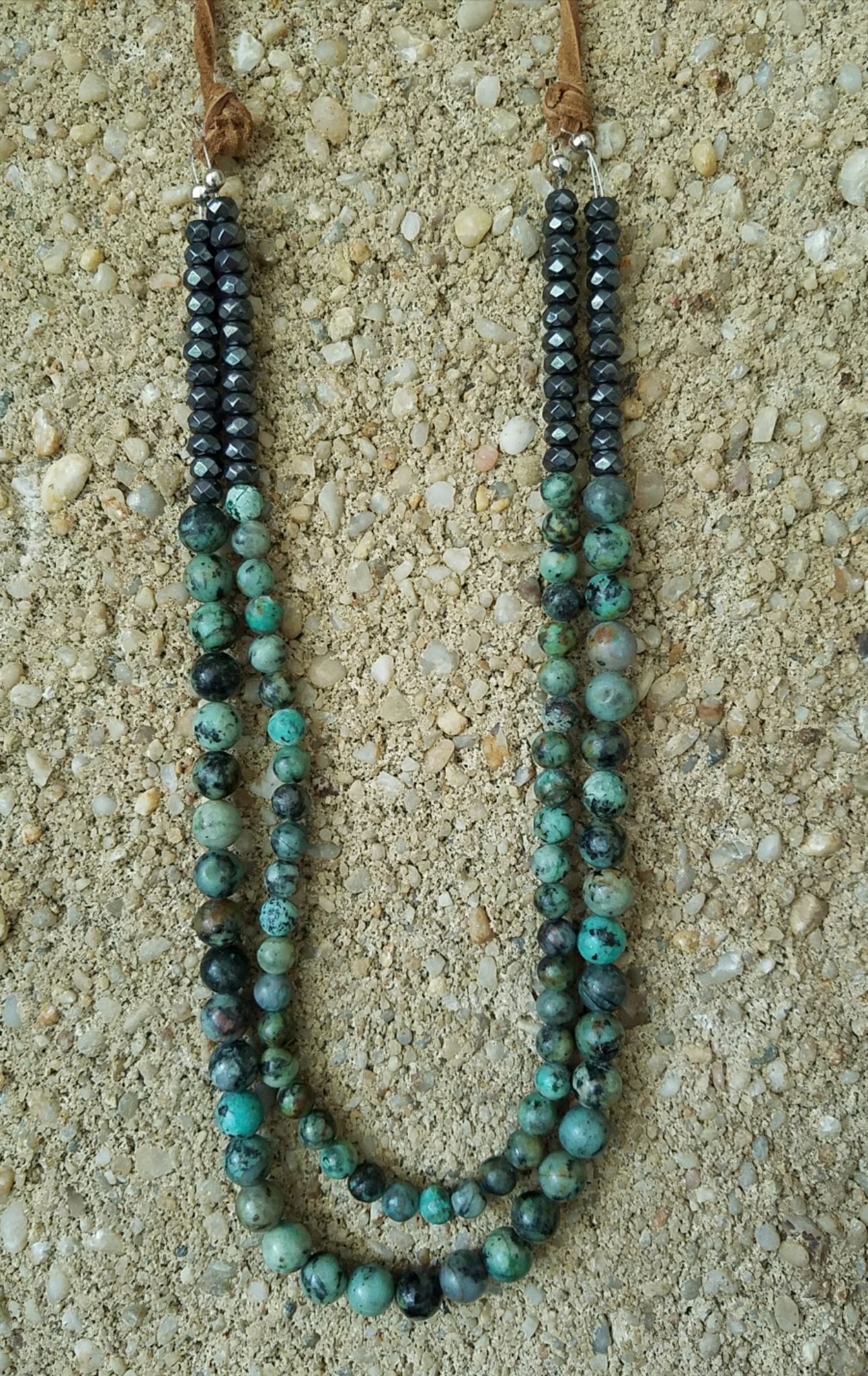 African Turquoise & Hemitite Necklace 00227