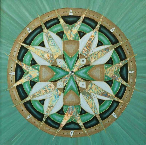 Gold Green Cross 00019
