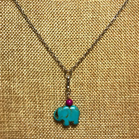 The G.U.T Charmspire™ Necklace with Turquoise Elephant