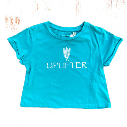 Youth Crop Shirt: UPLIFTER: Teal: Sizes XS, S, M, L, XL upcropteal