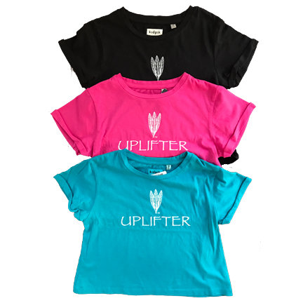 Youth Crop Shirt: UPLIFTER: Black: Sizes XS, S, M, L, XL
