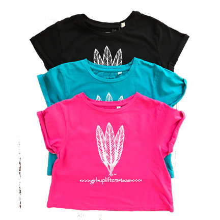 Youth Crop Shirt: UPLIFTER: Pink: Sizes XS, S, M, L, XL